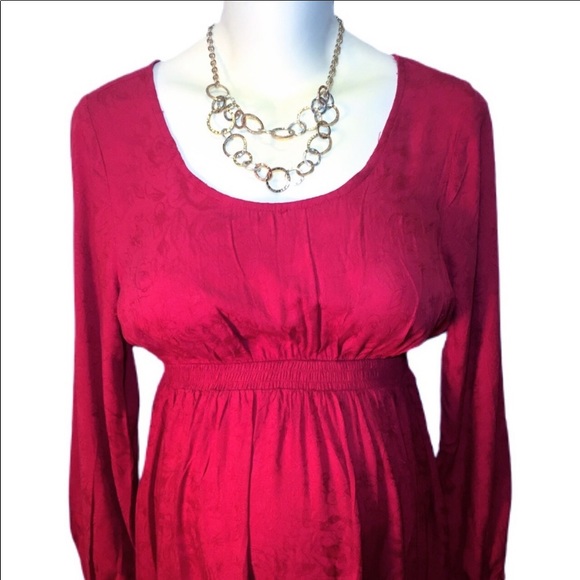 Ingrid & Isabel Wine Maroon Maternity Round Neck Dress Sz XS Like New - Picture 3 of 7